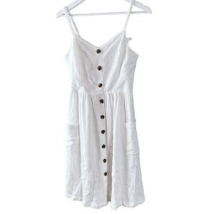 LC Lauren Conrad Button Front Dress Sz M‎ White